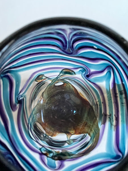 face jar (indigo/copper blue/green luster)