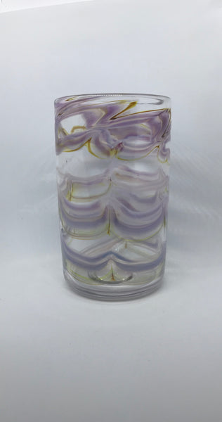 gold lavender feathered highball tumbler