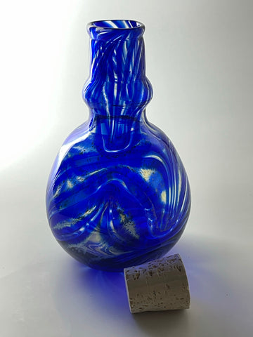 cerulean / cobalt blues feathered window potion bottle