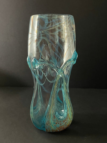 green luster on blue chalcedony crossover weizen pint with astral swirls