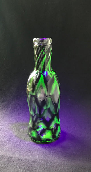 indigo / uranium green netted amphora bottle