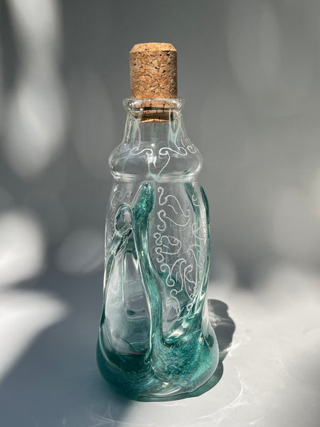 mixed green engraved crossover pull bottle