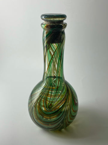 forest emerald / saffron feathered potion bottle