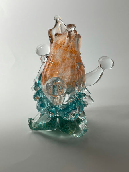 clear red / green experimental bud vase