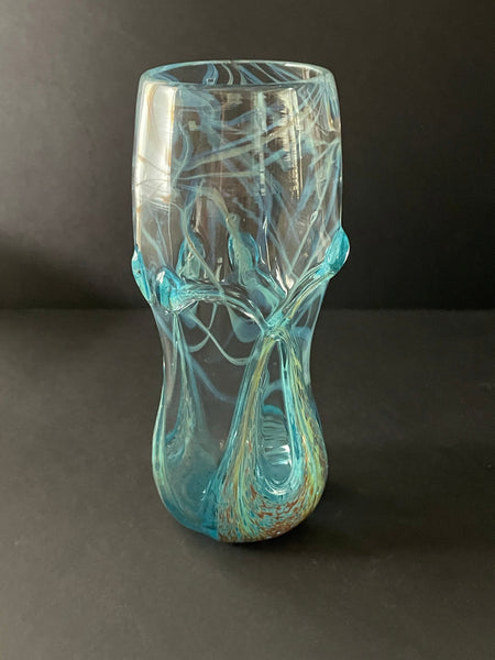 green luster on blue chalcedony crossover weizen pint with astral swirls