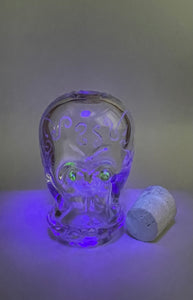 skull jar with engravings (clear/uranium green)