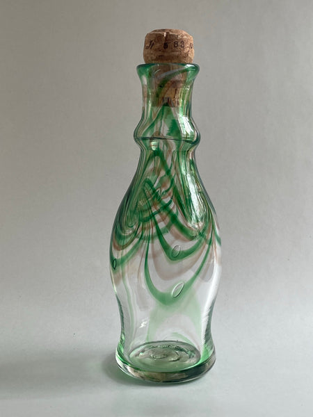 emerald/tea/blue chalcedony feathered twist bottle