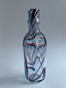 gold ruby/indigo/copper blue feathered window port bottle