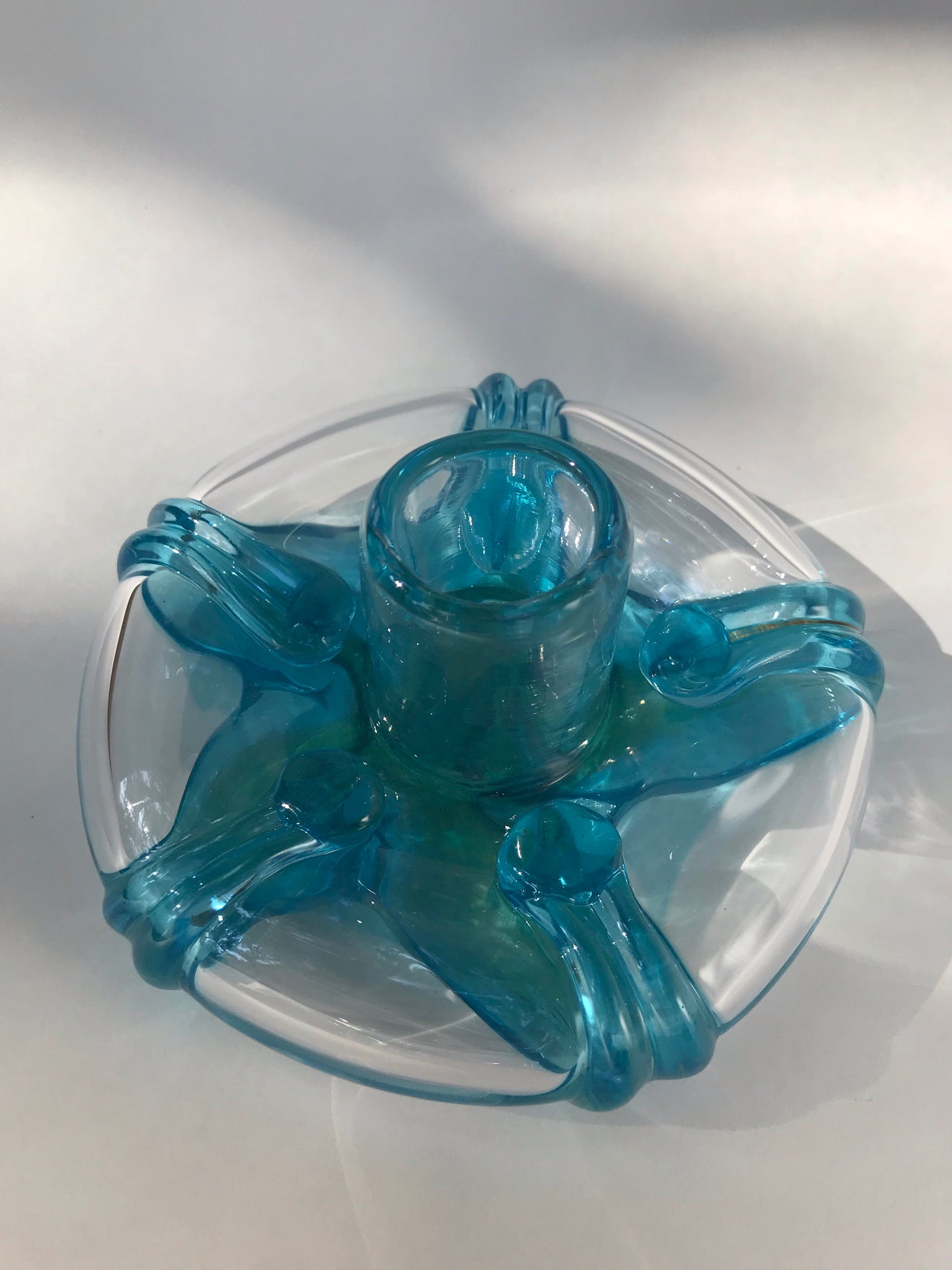 green luster 5 pull flower chamberstick