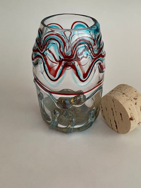 face jar (copper blue/copper ruby/blue chalcedony/jade)