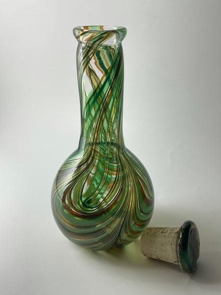 forest emerald / saffron feathered potion bottle