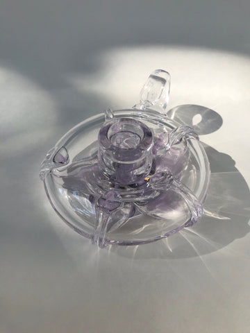 clear with lilac 5 pull flower chamberstick