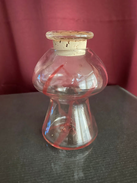 copper ruby/uranium green line topped cork jar