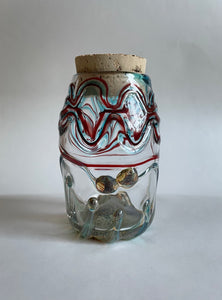 face jar (copper blue/copper ruby/blue chalcedony/jade)